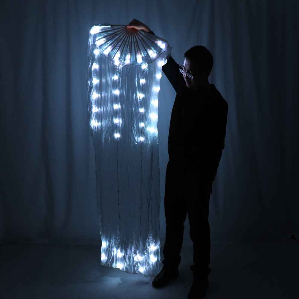 LED Full Color Belly Dance Silk Fan Veil Stage Performance Accessories Prop Light Bellydance LED Fans Shiny Rainbow - Tem-laser.com