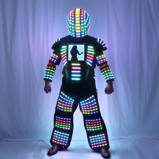 LED Robot Costume Luminous Suit Men Gogo Singer Guest Dancer Costume Suit Hero Light Armor For Stage Party Wear