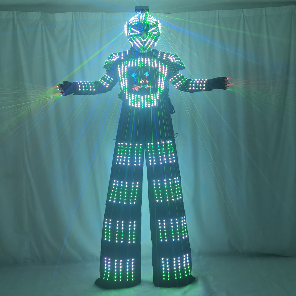 David Guetta Style LED Robot Suit - Luminous Stilts Walker Stage Parade Performance Costume