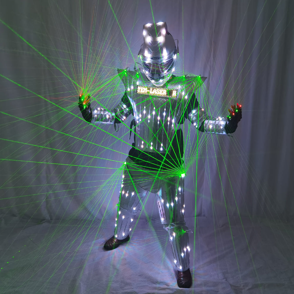 Full Color LED Robot Suit with Green Laser Jacket - Illuminated Costume for DJ Bar Stage & Model Show Performances