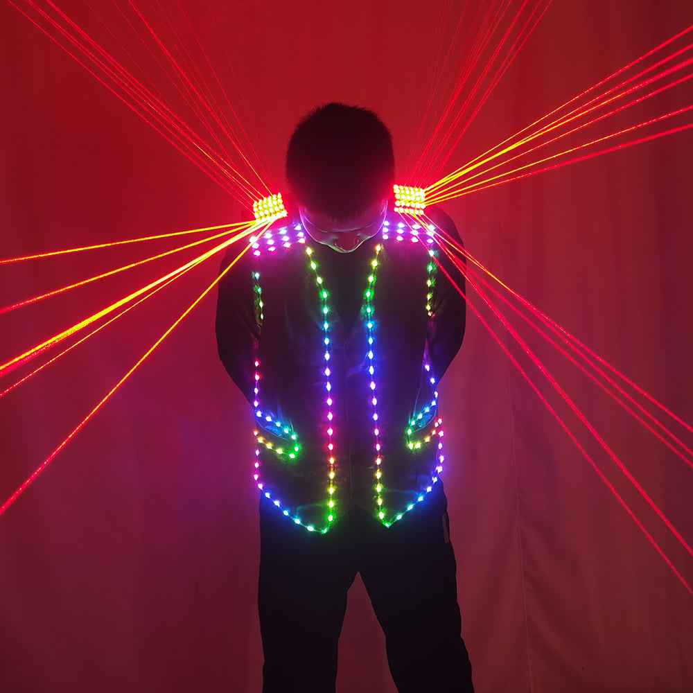 Fashion Red Laser Waistcoat – Laserman LED Vest for Stage, Singers & Nightclub Performers - Tem-laser.com