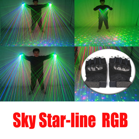 Sky Star RGB Laser Gloves Multi-line 4 Heads Beam Light for DJ Disco Halloween Christmas Party Nightclub Club Stage Dancing Show