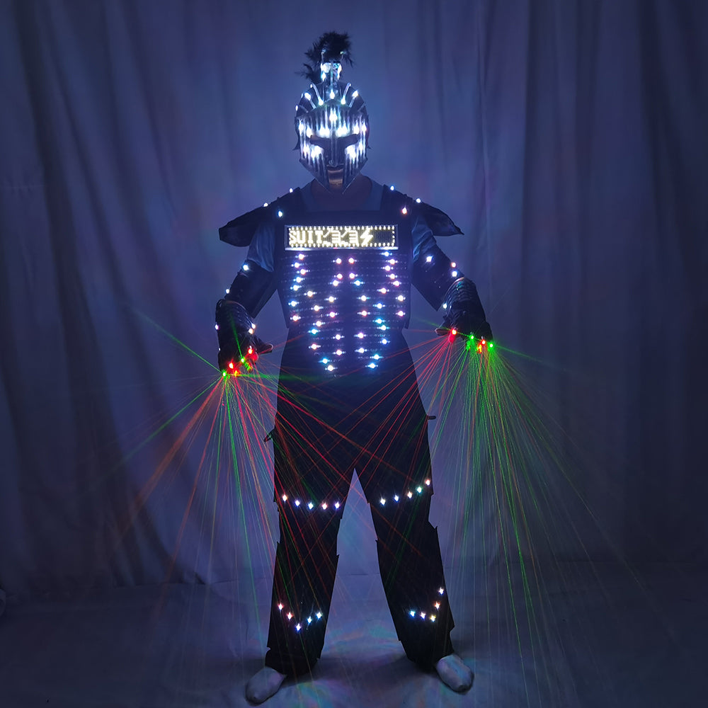 Digital LED Glowing Robot Costume Armor Jacket | Light Up Performance Suit for Bar Nightclub Party