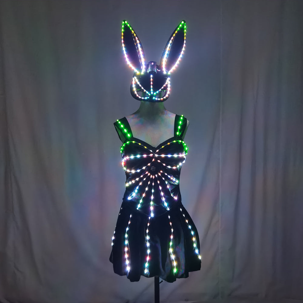 LED Bikini Nightclub Gogo Costume – Light Up Outfit for Lead Dancer & Group Dance