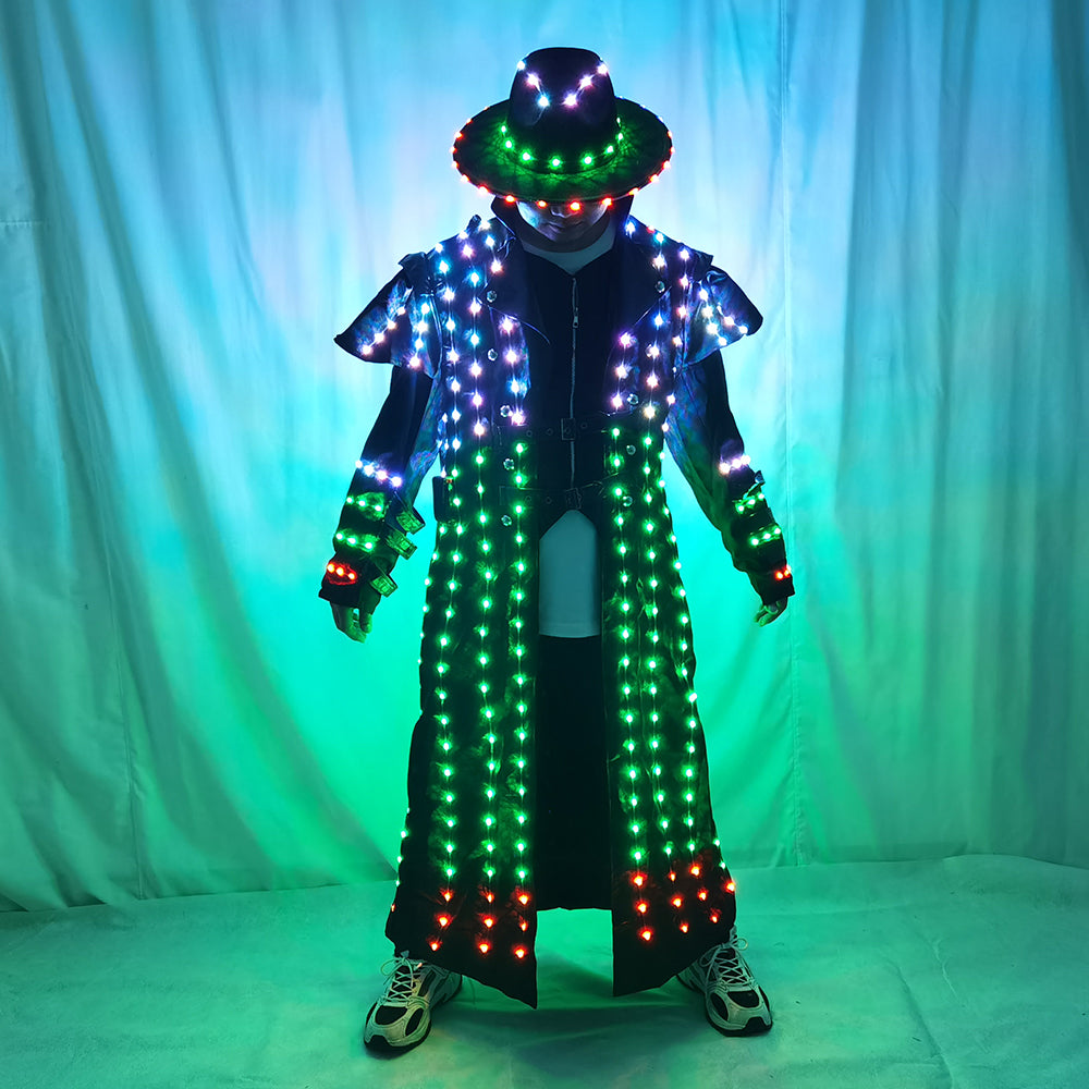 Stage Party Decoration Party Fancy Dress LED Dance Robot Luminous Costume Suits Rave Glowing Performance Clothing Wear