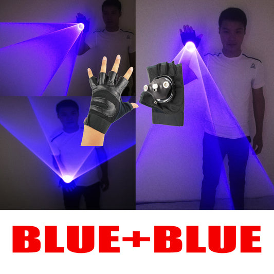 Professional Blue LED Palm Gyro Laser Gloves Handheld Cannon Rotating Light for Pub Party Show
