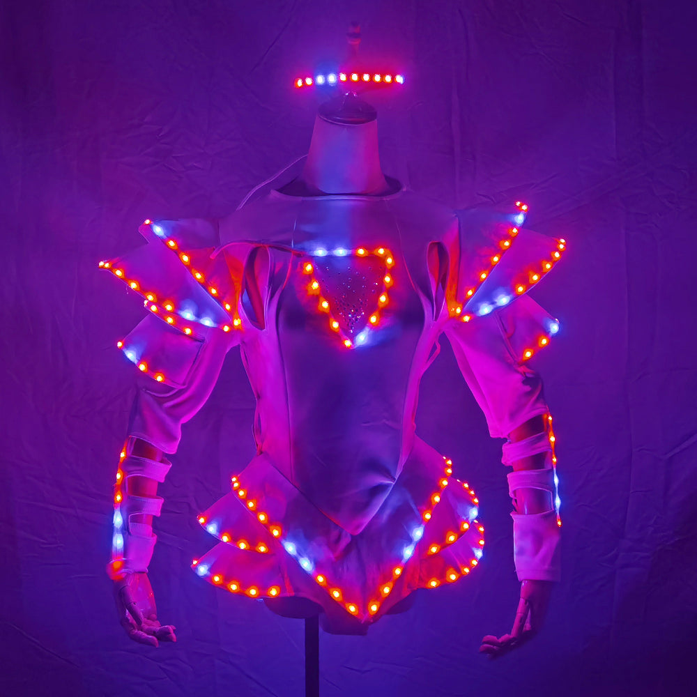 LED Female Warrior Suits – Luminous Glowing Costume for Women Ballroom Dance