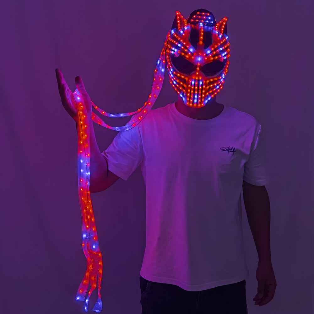 LED Light Illusion Female Helmet Monster Hat Cat Woman Black Panther Mask - Tem-laser.com
