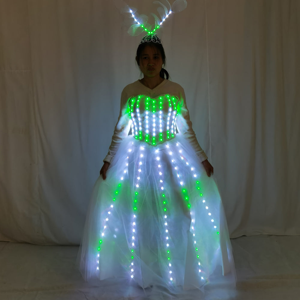 Women Pixel LED Wings Bodysuit – Singer & Dancer Stage Outfit