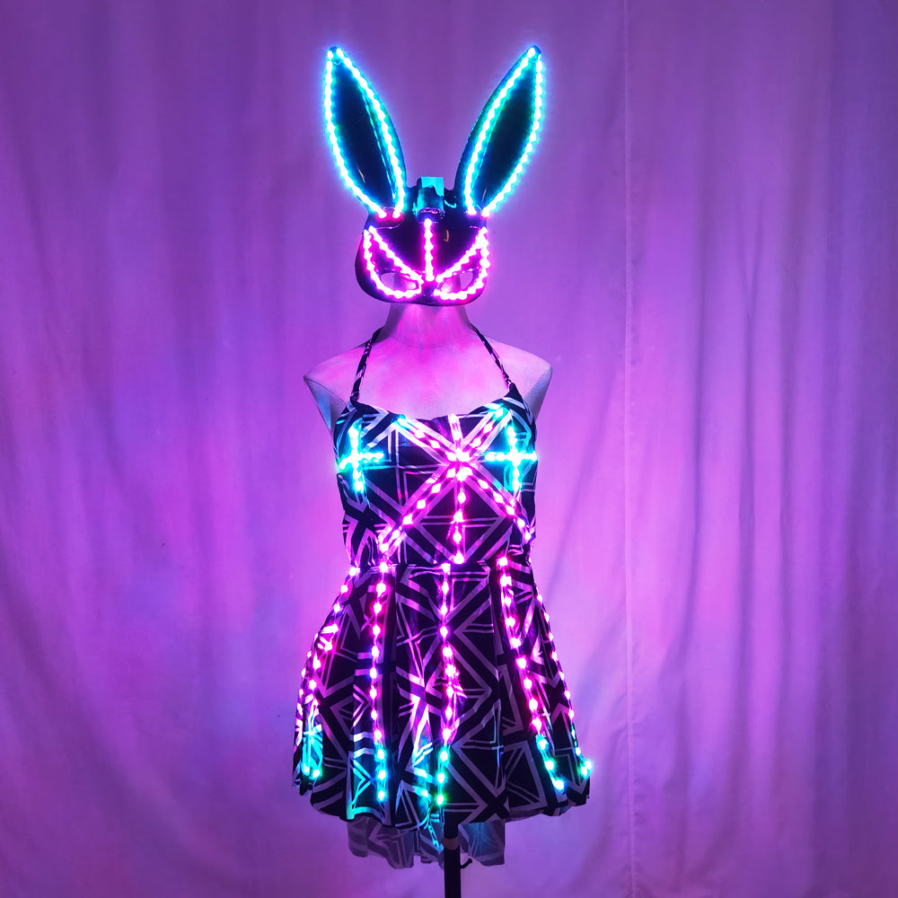 LED Luminous Belly Dance Split Skirt – Sexy Professional Training & Stage Dance Outfit