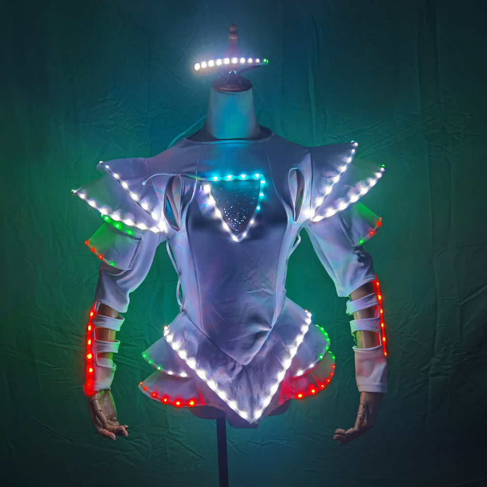LED Female Warrior Suits – Luminous Glowing Costume for Women Ballroom Dance