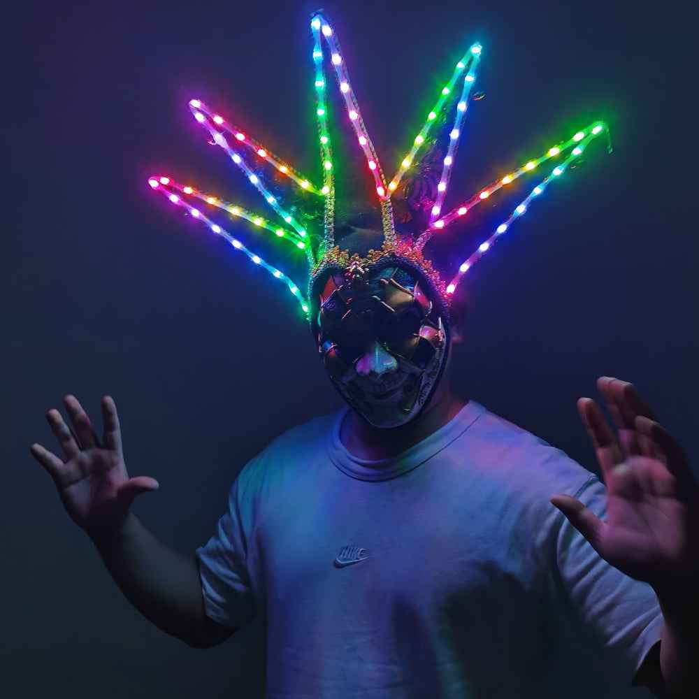 LED Light Up Clown Mask Helmet Anime Movie Style for Stage Dance & Nightclub Shows - Tem-laser.com