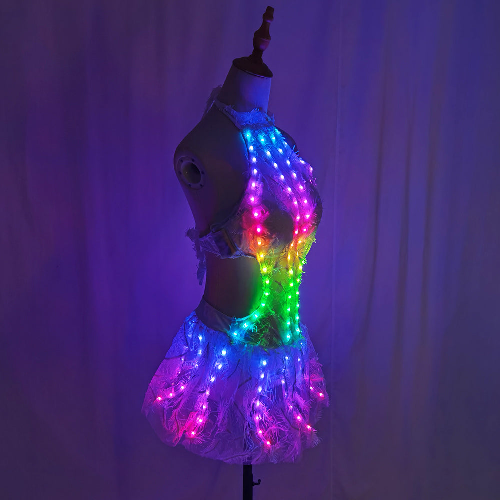 LED Light Bikini Skirt Party Clubwear Gogo Dance Outfit