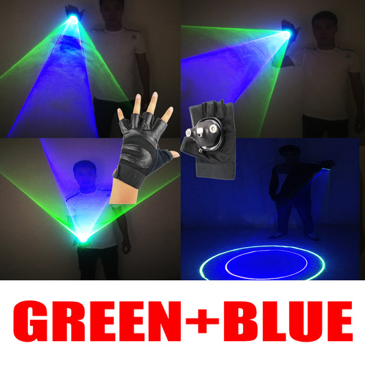 Blue Green Handheld Laser Cannon Rotating Gloves  LED Gyro Palm Light DJ Dancing Club Pub Party Laser Show