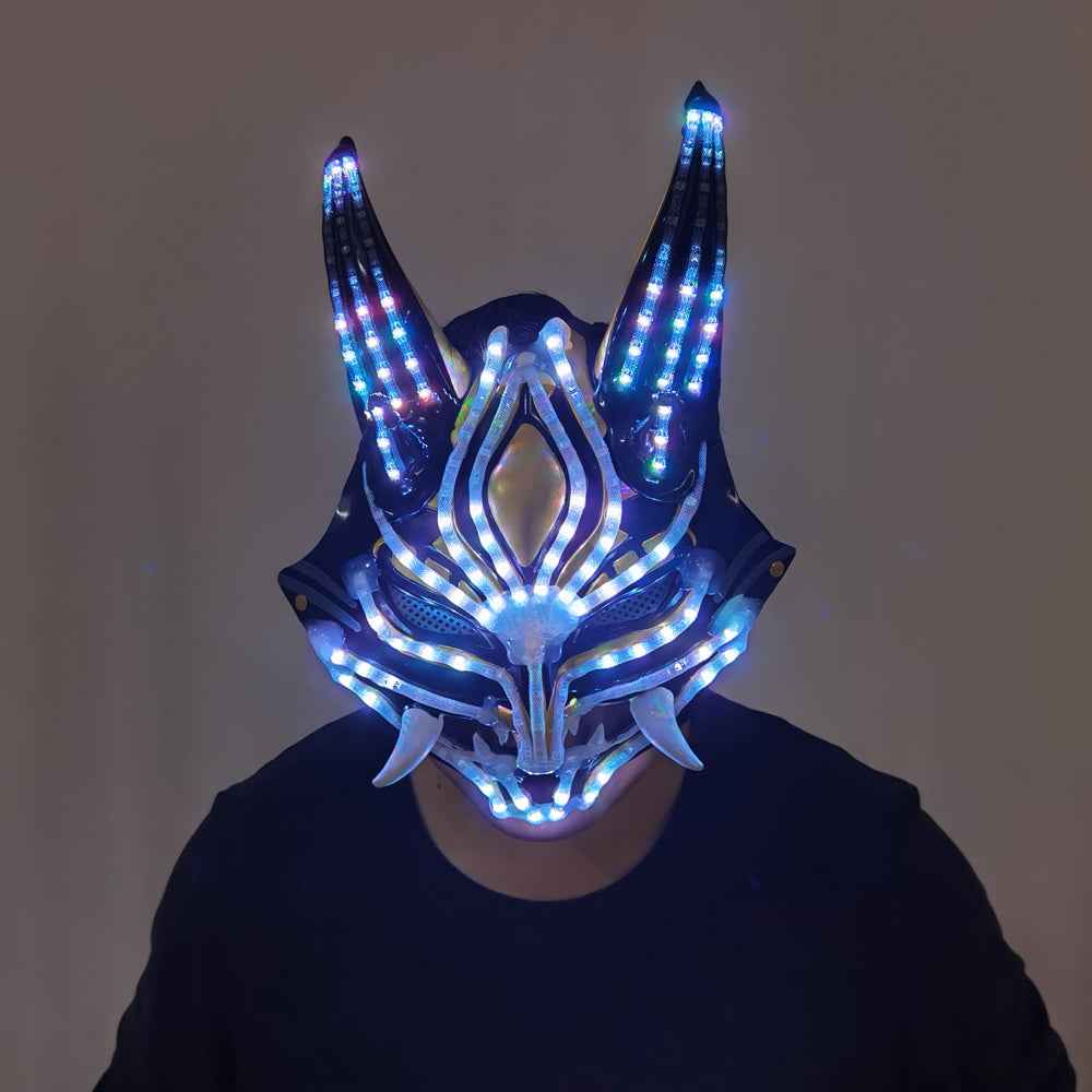 Future Tech LED Helmet Cat Woman Black Panther Mask LED Robot Performance Costume - Tem-laser.com