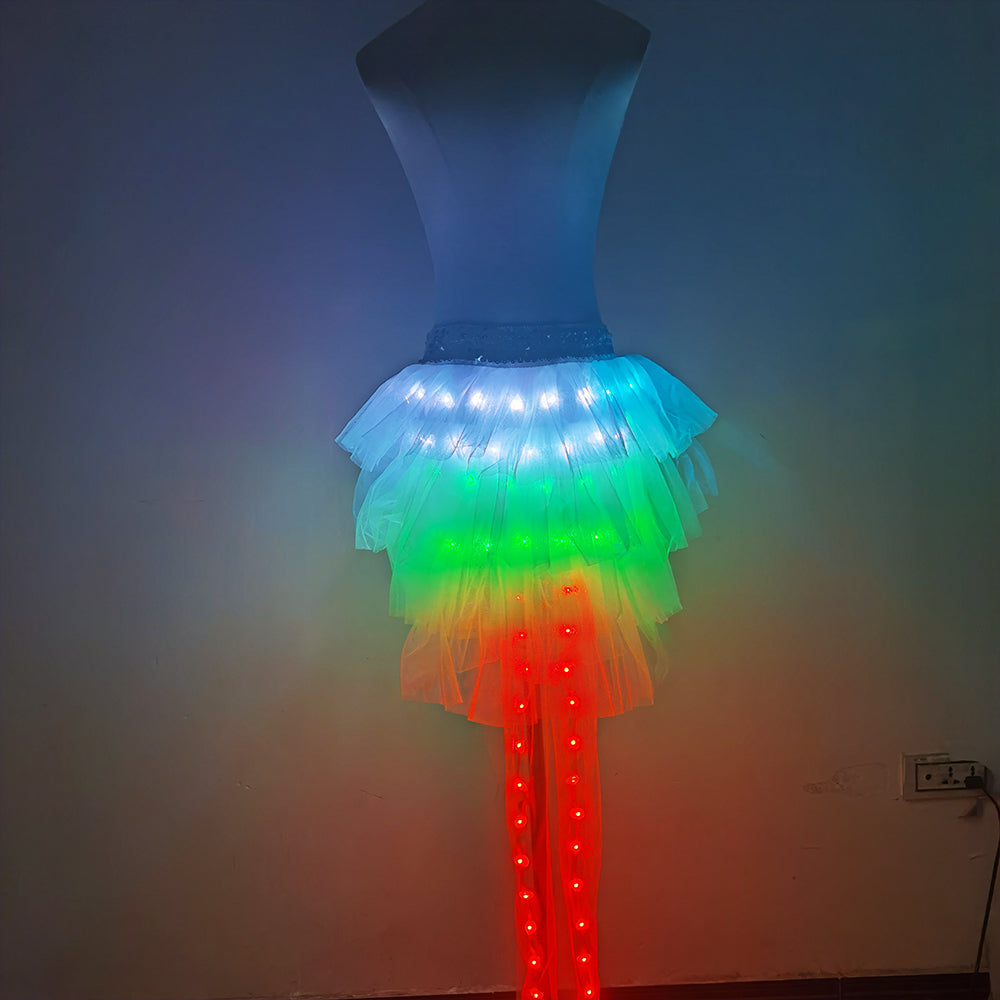 LED Light Up Tutu Skirt for Adults – Neon Rainbow Fashion Dance Costume