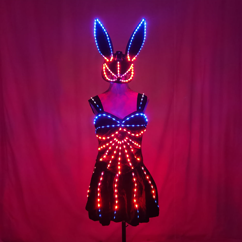 LED Bikini Nightclub Gogo Costume – Light Up Outfit for Lead Dancer & Group Dance