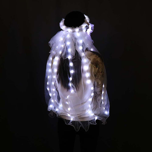 LED Glowing Wreaths Veil Music Festival Party Veil Princess Hair Ornaments