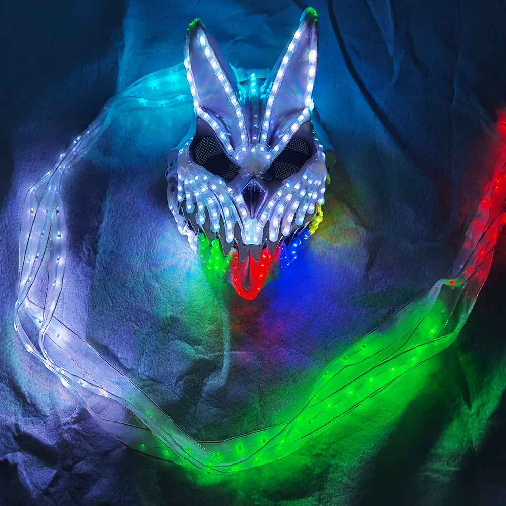 LED Rabbit Bear Mask with Remote Color Change Halloween Horror Bunny Mask - Tem-laser.com