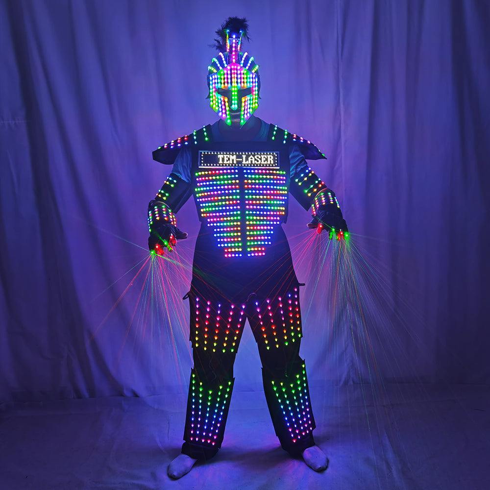 Digital LED Glowing Robot Costume Armor Jacket | Light Up Performance Suit for Bar Nightclub Party