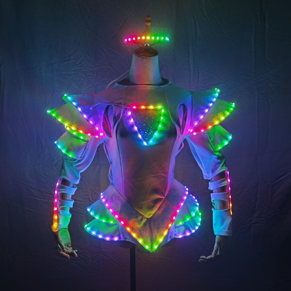 LED Female Warrior Suits – Luminous Glowing Costume for Women Ballroom Dance