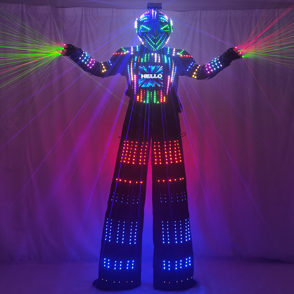 David Guetta Style LED Robot Suit - Luminous Stilts Walker Stage Parade Performance Costume