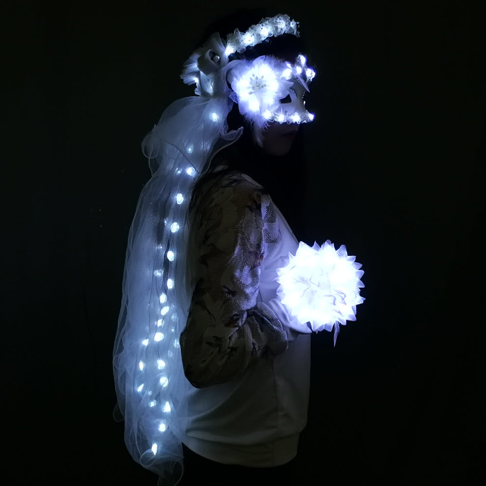 LED Glowing Wreaths Veil Music Festival Party Veil Princess Hair Ornaments