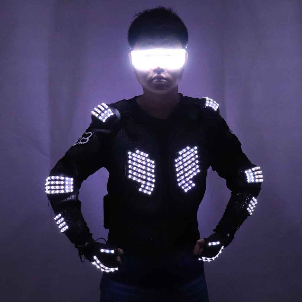 New Arrival Fashion LED Armor Light Up Jackets Costume Glove Glasses ...