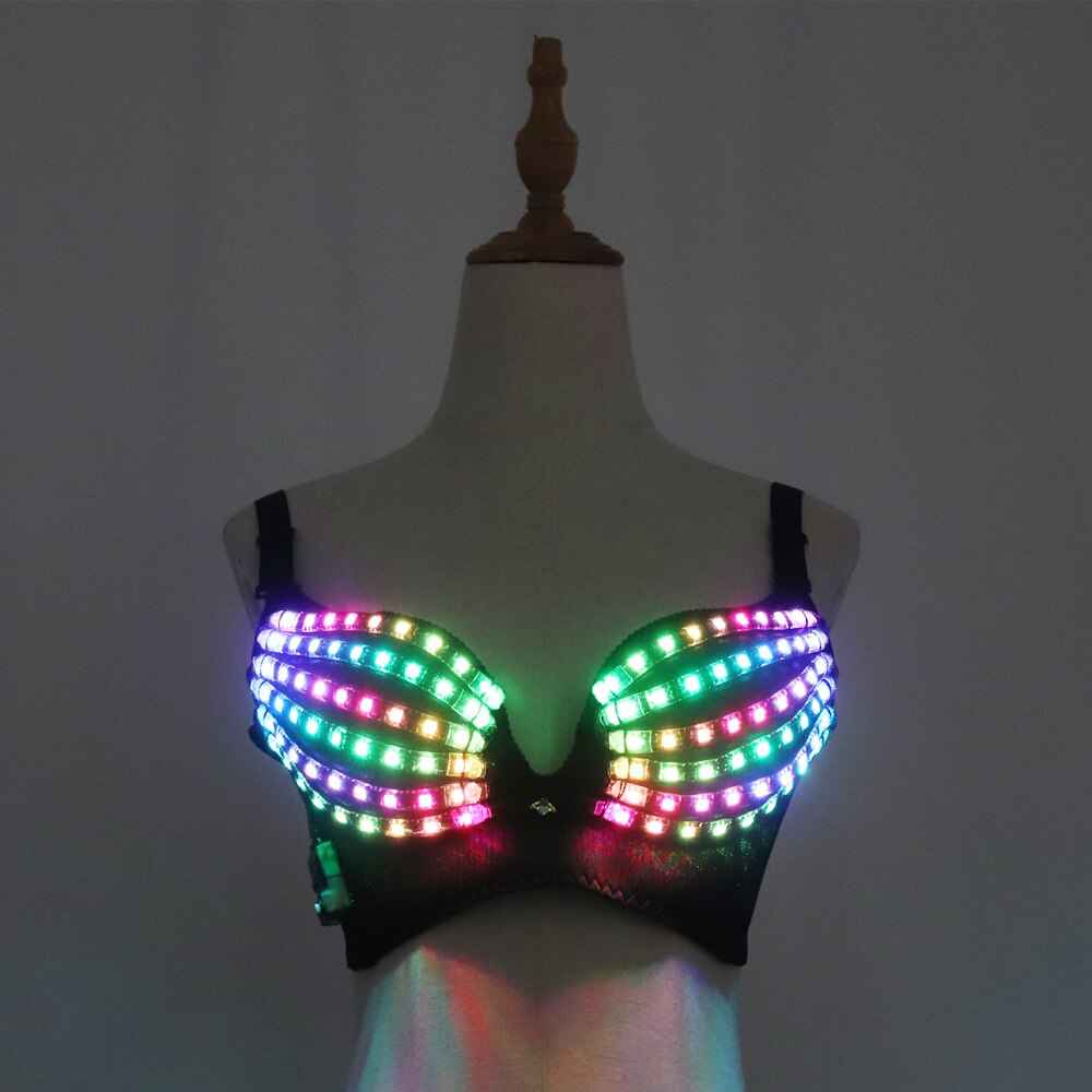 Led Rouge Bras LED Luminous Bra Outfit for DJ Nightclub, and Dance Stage Performances ...