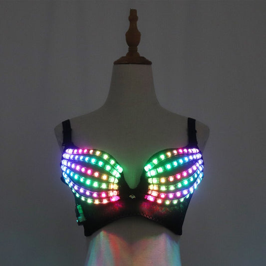 LED Full Color Pixel Bra Luminous Lingerie DJ Nightclub Dance Stage Outfit