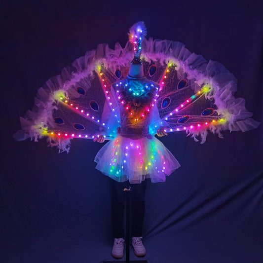 LED Luminous Peacock Wings Outfit – Ballet & Party Dress