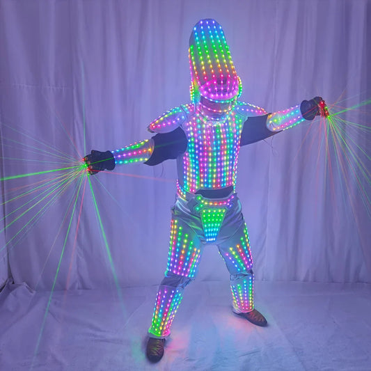 Pixel LED Jacket Coat Tron RGB Suit - Light Up Robot Outfit for Group Stage Dance Performance Cosplay