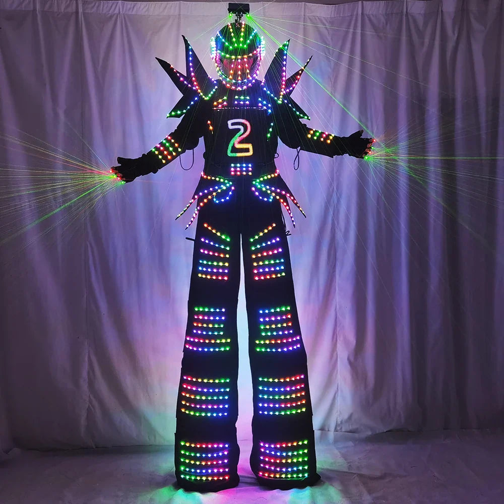 Full Color Smart Pixels LED Robot Suit Costume Clothes Stilts Walker Costume  Stage Dance Performance LED Lights Luminous Jacket