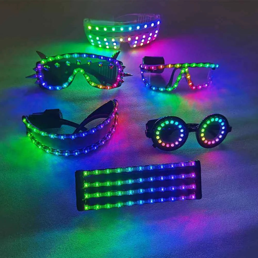 Red Led Goggles Pixel Smart LED Goggles Laser Glasses with Pads Intense Multi-colored ...