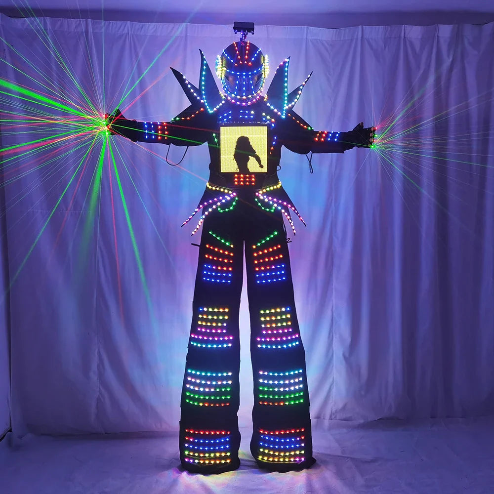 Full Color Smart Pixels LED Robot Suit Costume Clothes Stilts Walker Costume  Stage Dance Performance LED Lights Luminous Jacket