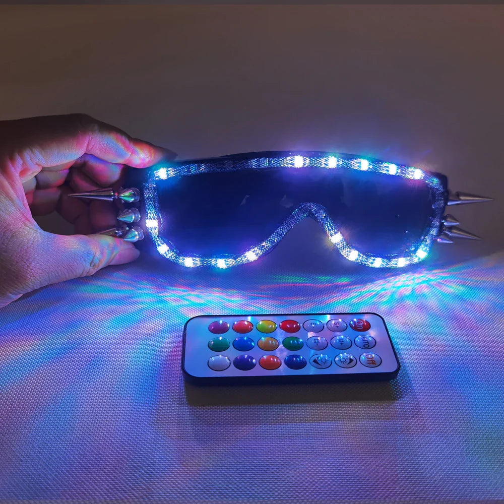 LED Glasses Rivet Punk Glasses for LED Growing Light Performance Stage Costume Clothes