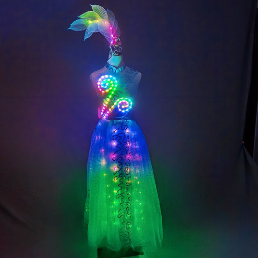LED Light Up Oriental Dance Outfit – Group Opening Performance Wear
