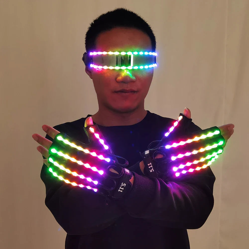 New Design LED Light Emitting Costumes LED Luminous Glasses Gloves Sta ...