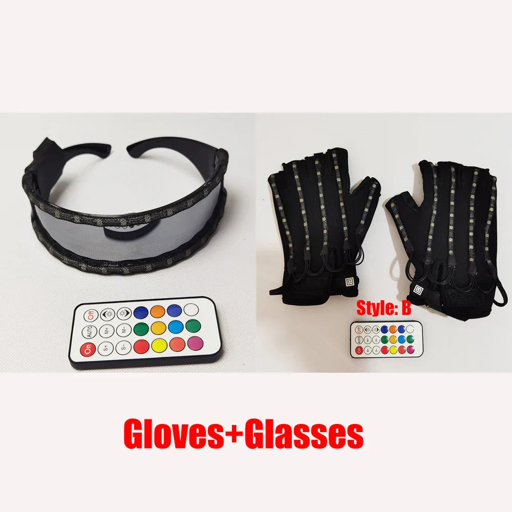 New Design LED Light Emitting Costumes LED Luminous Glasses Gloves Stage Props LED Luminous Costumes