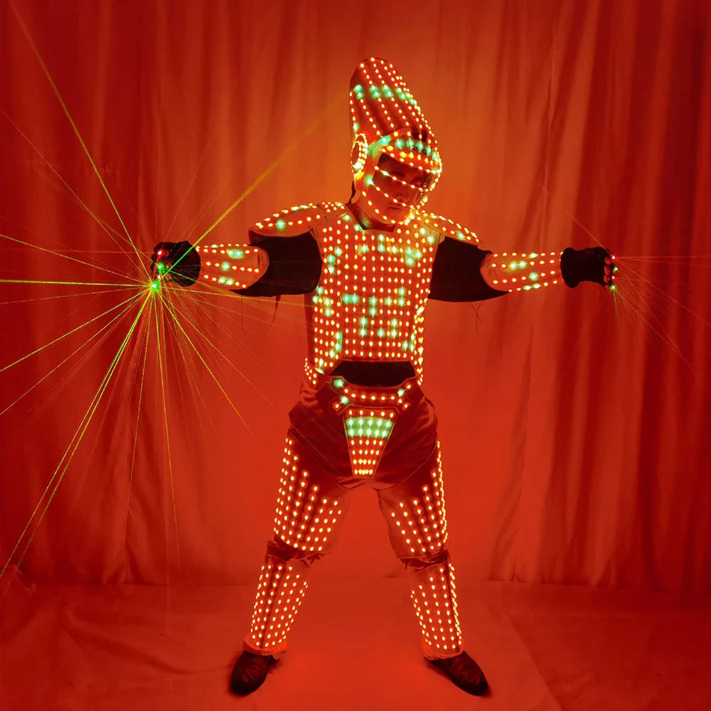 Pixel LED Lights Jacket Coat Stage Dance Costume Tron RGB Light Up Stage Suit Robot Outfit Group Dance Performance