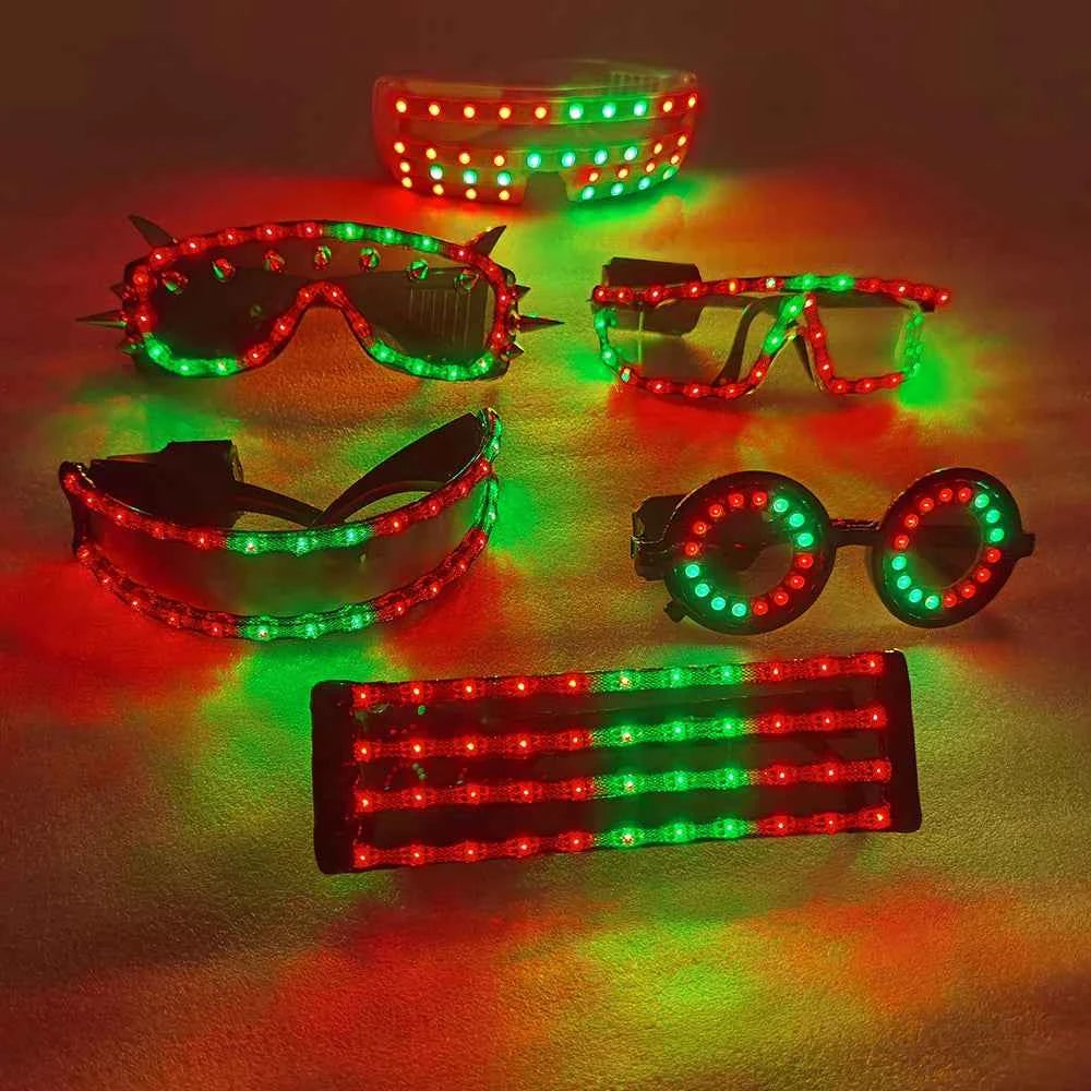 Red Led Goggles Pixel Smart LED Goggles - 350 Modes Rave Laser Glasses for Parties ...