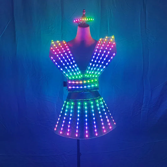 Full Color LED Dress Luminous Stage Dance Dress Nightclub Party Celebrate Dress Women Dance Performance Clothes