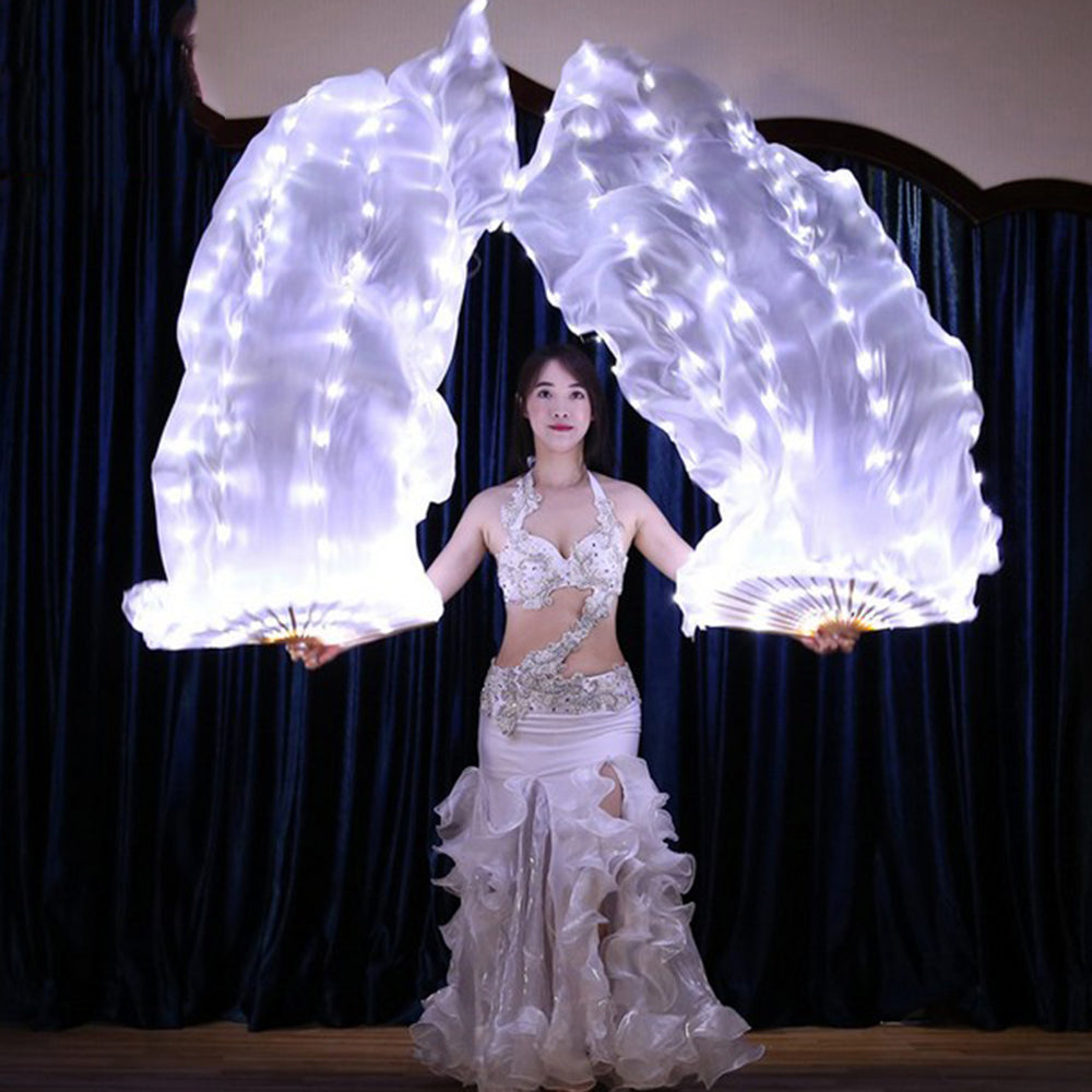 LED Belly Dance Silk Fan Veil Stage Performance Accessories Prop Light Bellydance LED Fans Shiny Rainbow