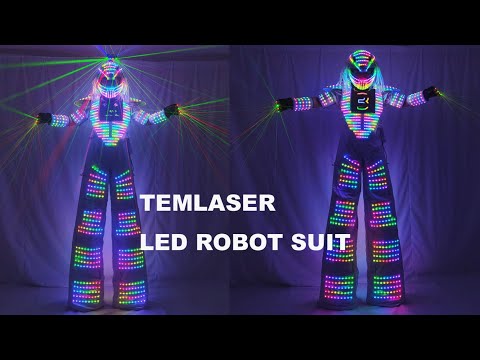 TEMLASER LED Robot Suit LED Costumes Glowing Dress Jacket Laser Gloves ...